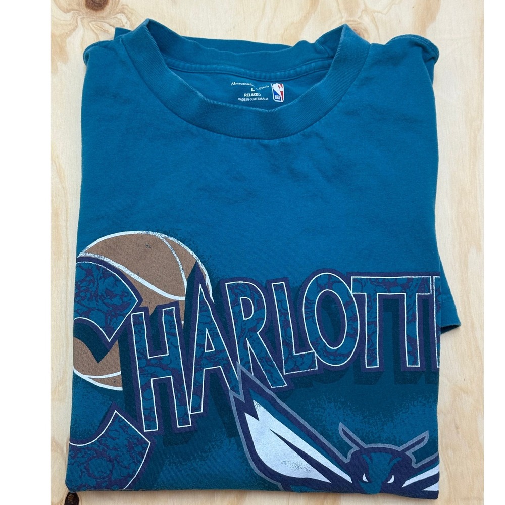 Abercrombie & Fitch NBA Charlotte Hornets Graphic T-Shirt Teal Relaxed - Picture 6 of 6